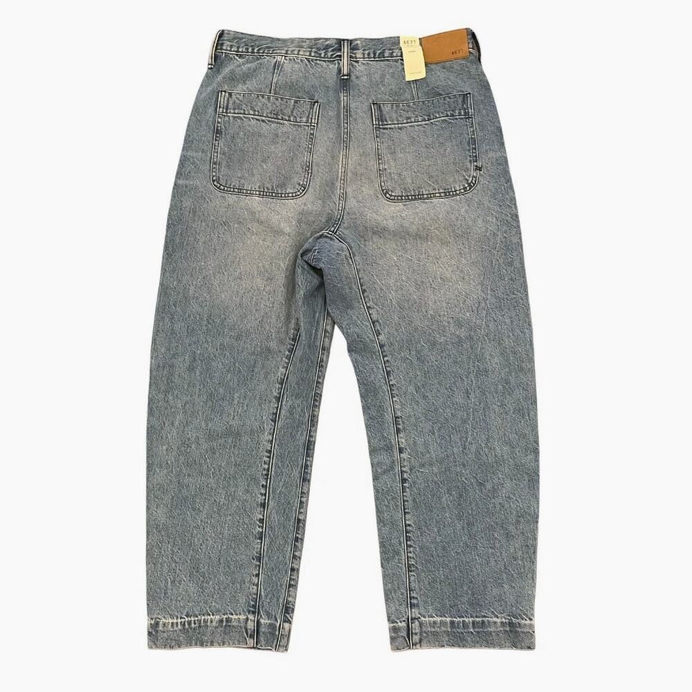 NWT American Eagle AE77 Premium Barrel Jeans Womens 10 Light Wash Ankle Denim - Picture 3 of 14